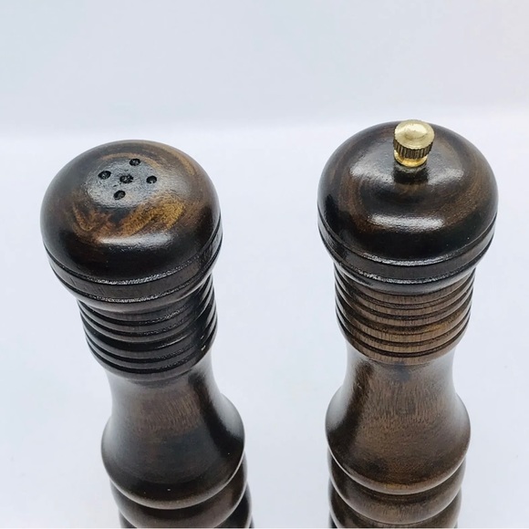 Vintage 1982 Himark Wooden Salt Shaker and Peppermill Set 7" Tall w/Box Taiwan - Picture 4 of 12